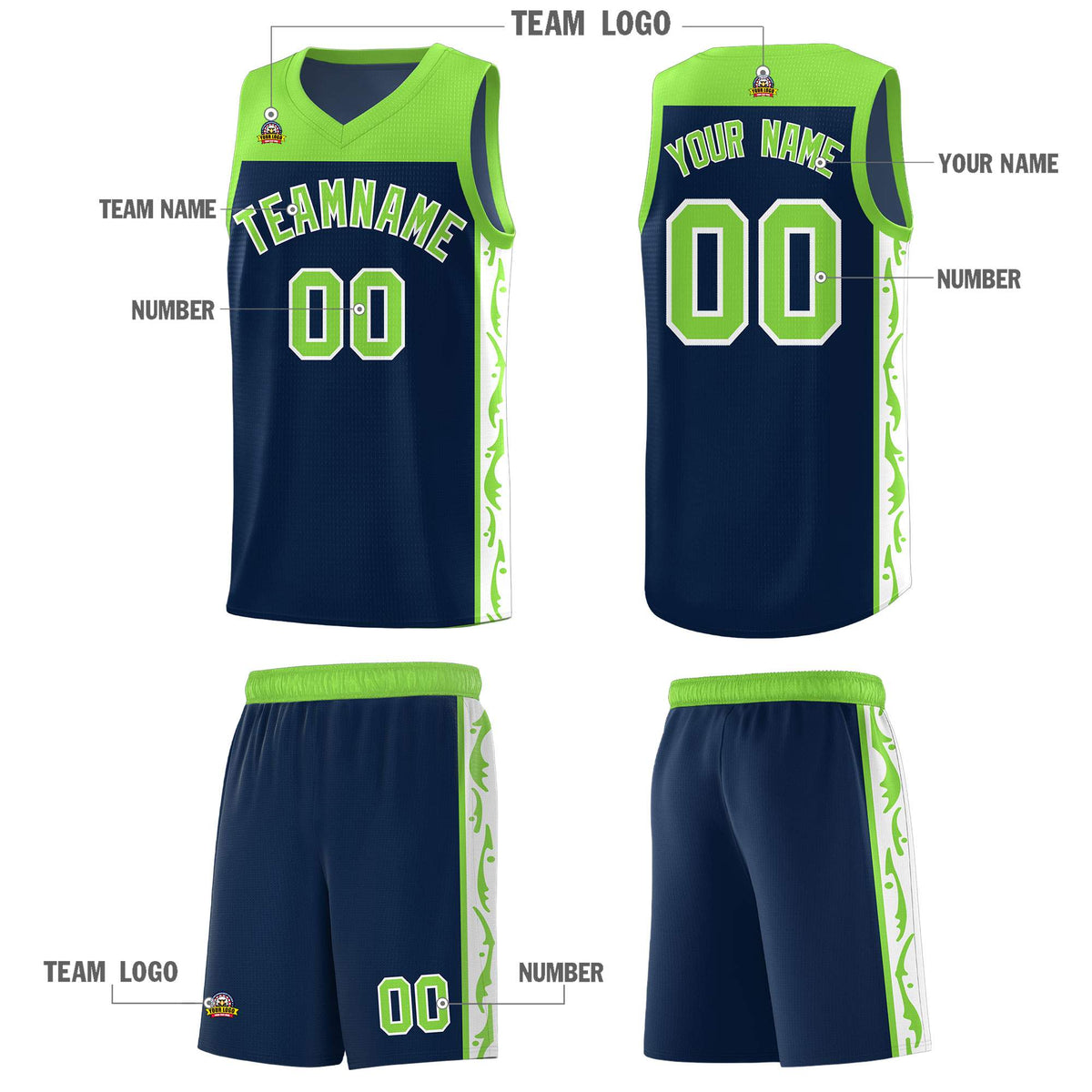 Custom Navy Side Pattern Sports Uniform Basketball Jersey|KXKSHOP