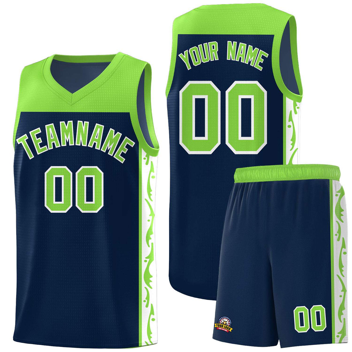 Custom Navy Side Pattern Sports Uniform Basketball Jersey|KXKSHOP