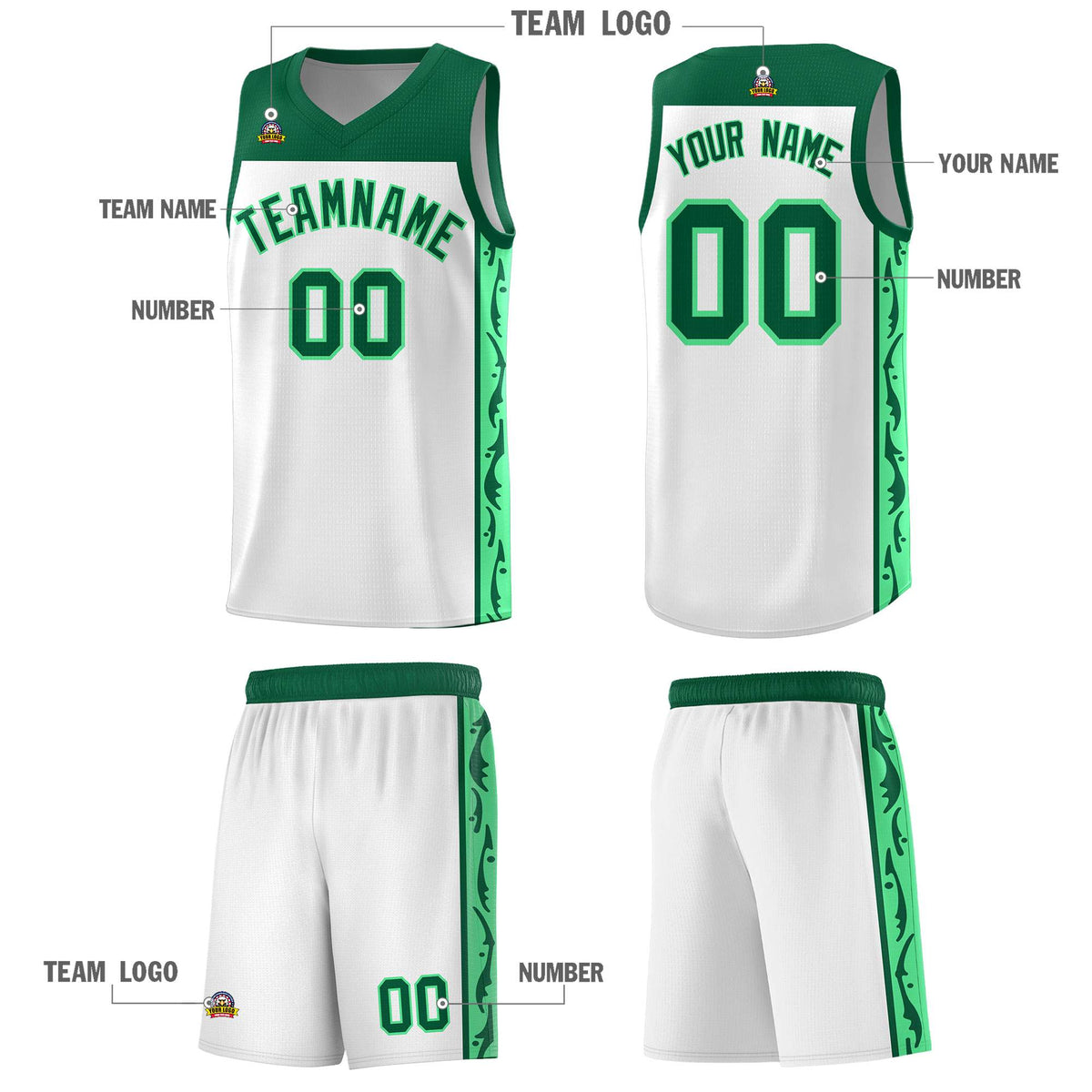 Custom White Side Pattern Sports Uniform Basketball Jersey|KXKSHOP