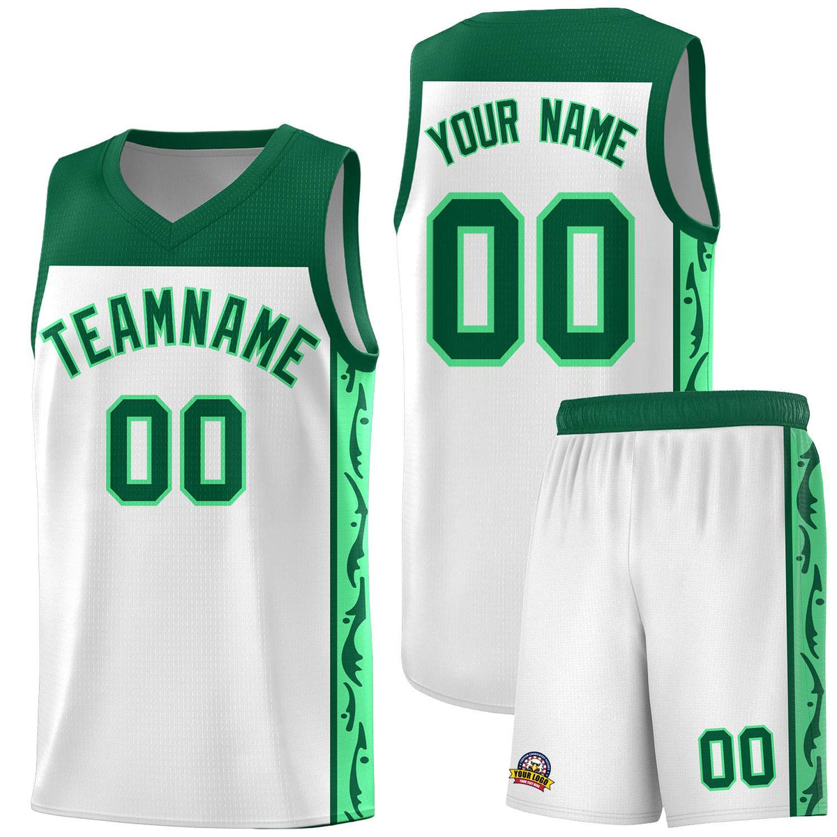 Custom White Side Pattern Sports Uniform Basketball Jersey|KXKSHOP
