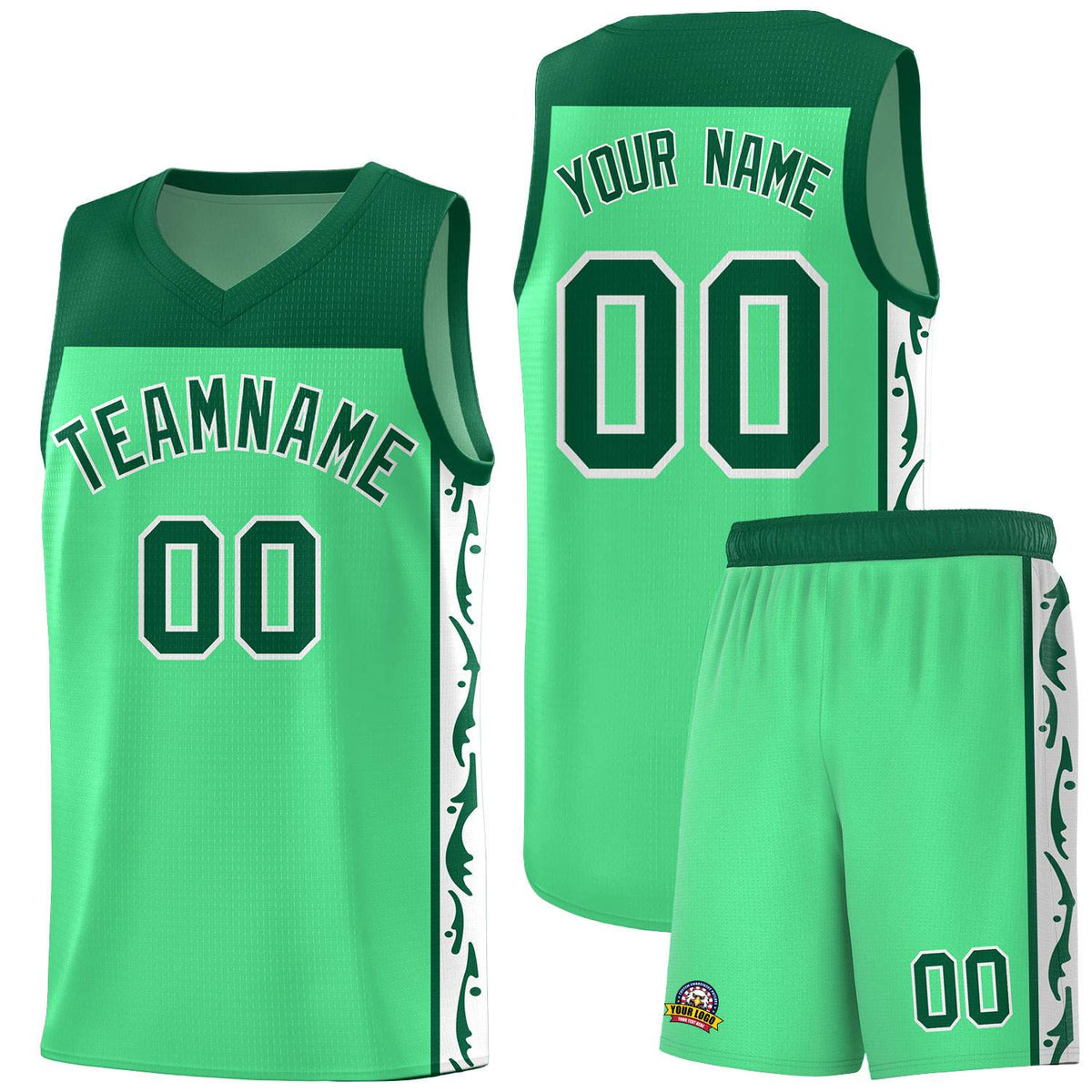 Custom Bright Green Side Pattern Sports Uniform Basketball Jersey|KXKSHOP