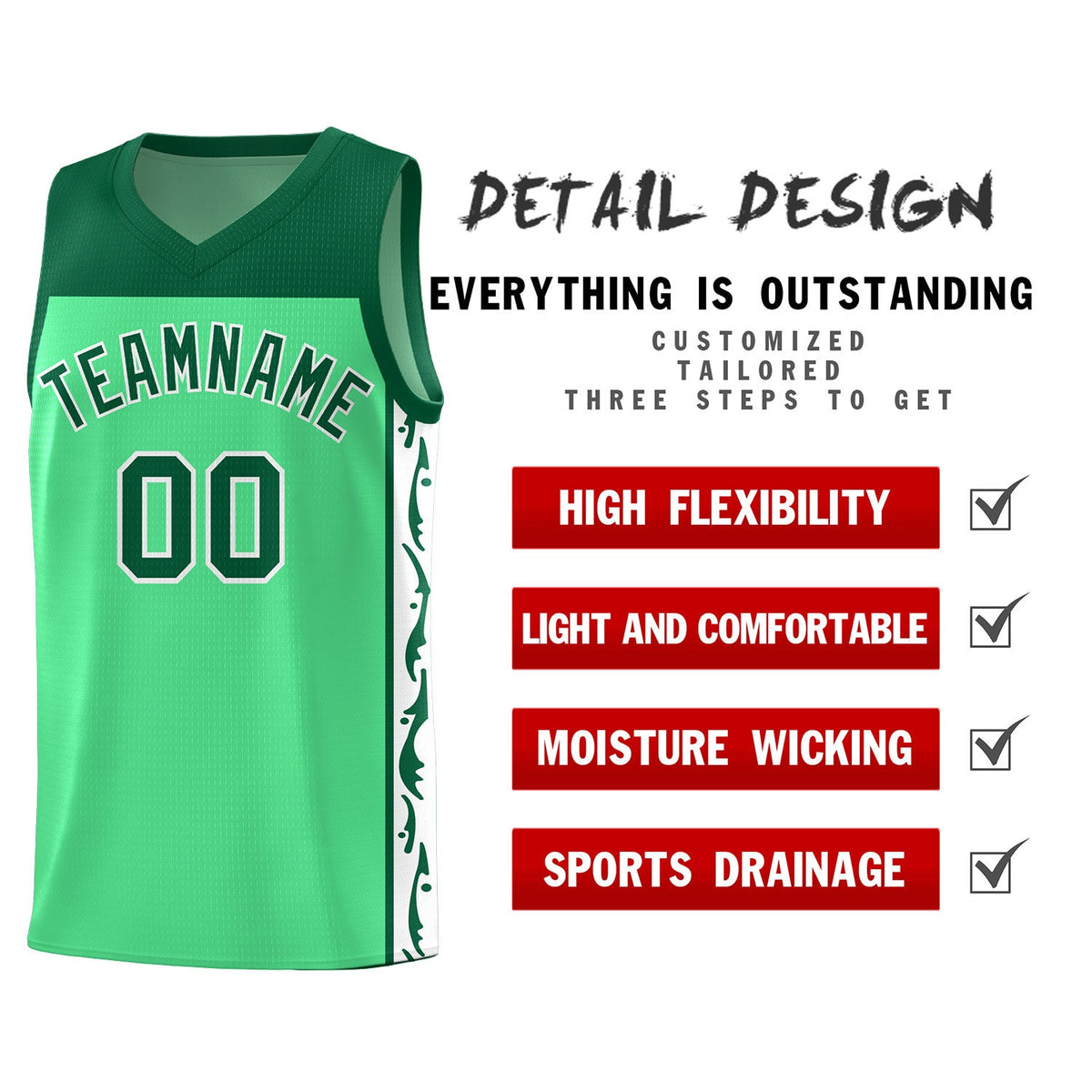 Custom Bright Green Side Pattern Sports Uniform Basketball Jersey|KXKSHOP