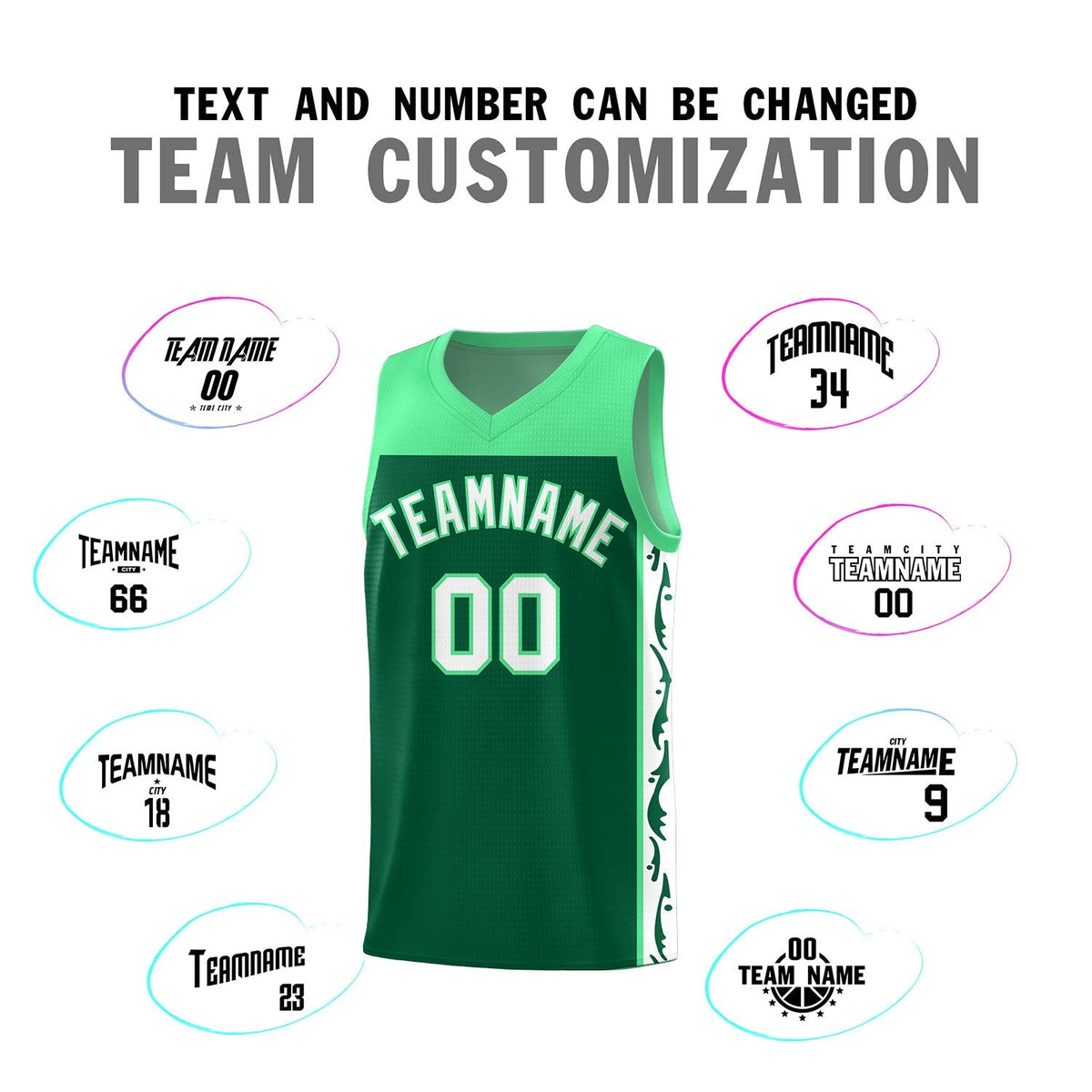 Custom Kelly Green Side Pattern Sports Uniform Basketball Jersey|KXKSHOP