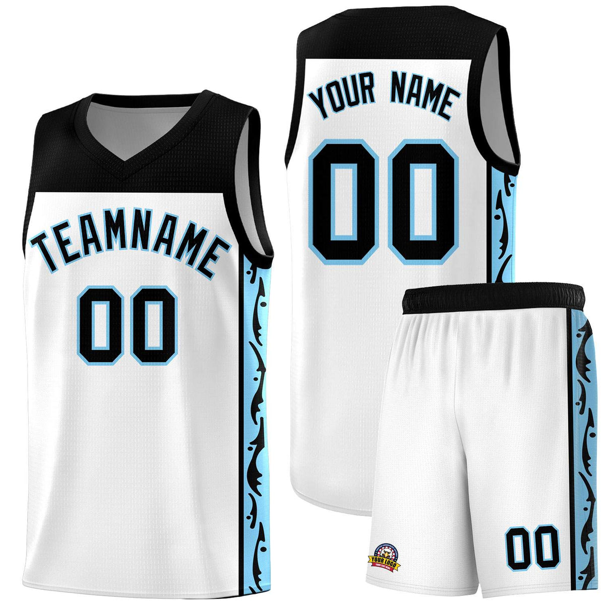 Custom White Side Pattern Sports Uniform Basketball Jersey|KXKSHOP
