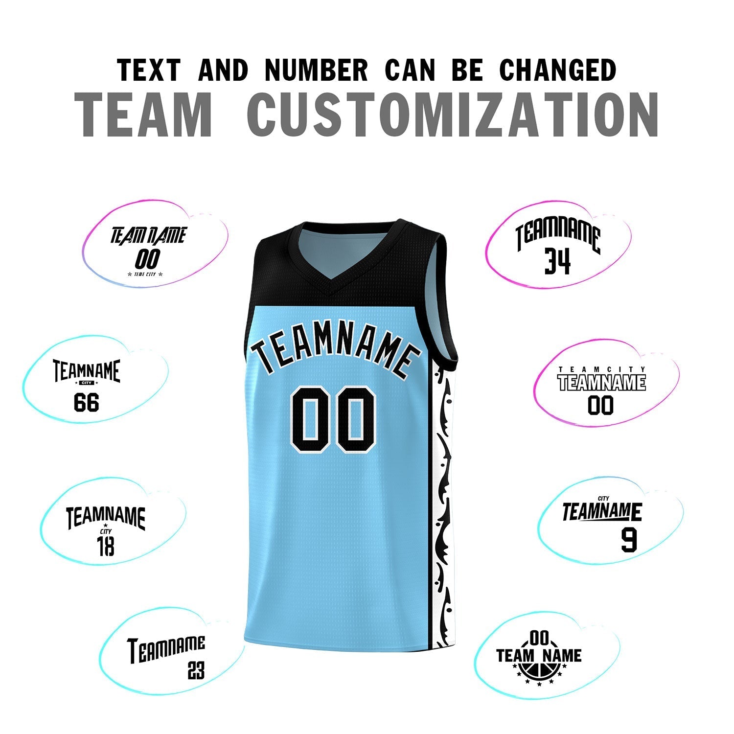 Custom Light Blue Side Pattern Sports Uniform Basketball Jersey|KXKSHOP