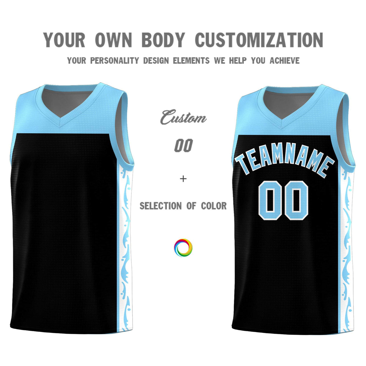 Custom Black Side Pattern Sports Uniform Basketball Jersey|KXKSHOP