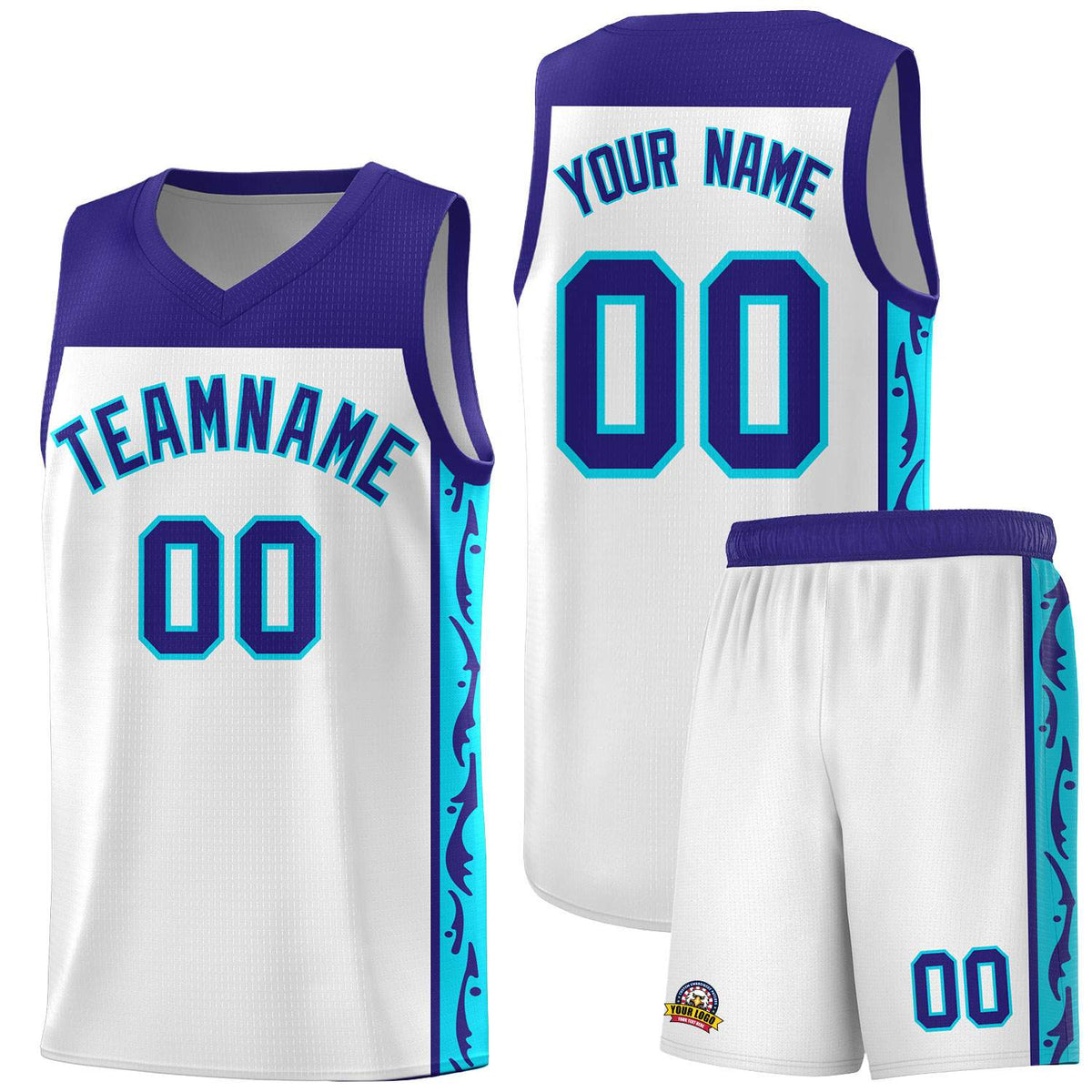 Custom White Side Pattern Sports Uniform Basketball Jersey|KXKSHOP