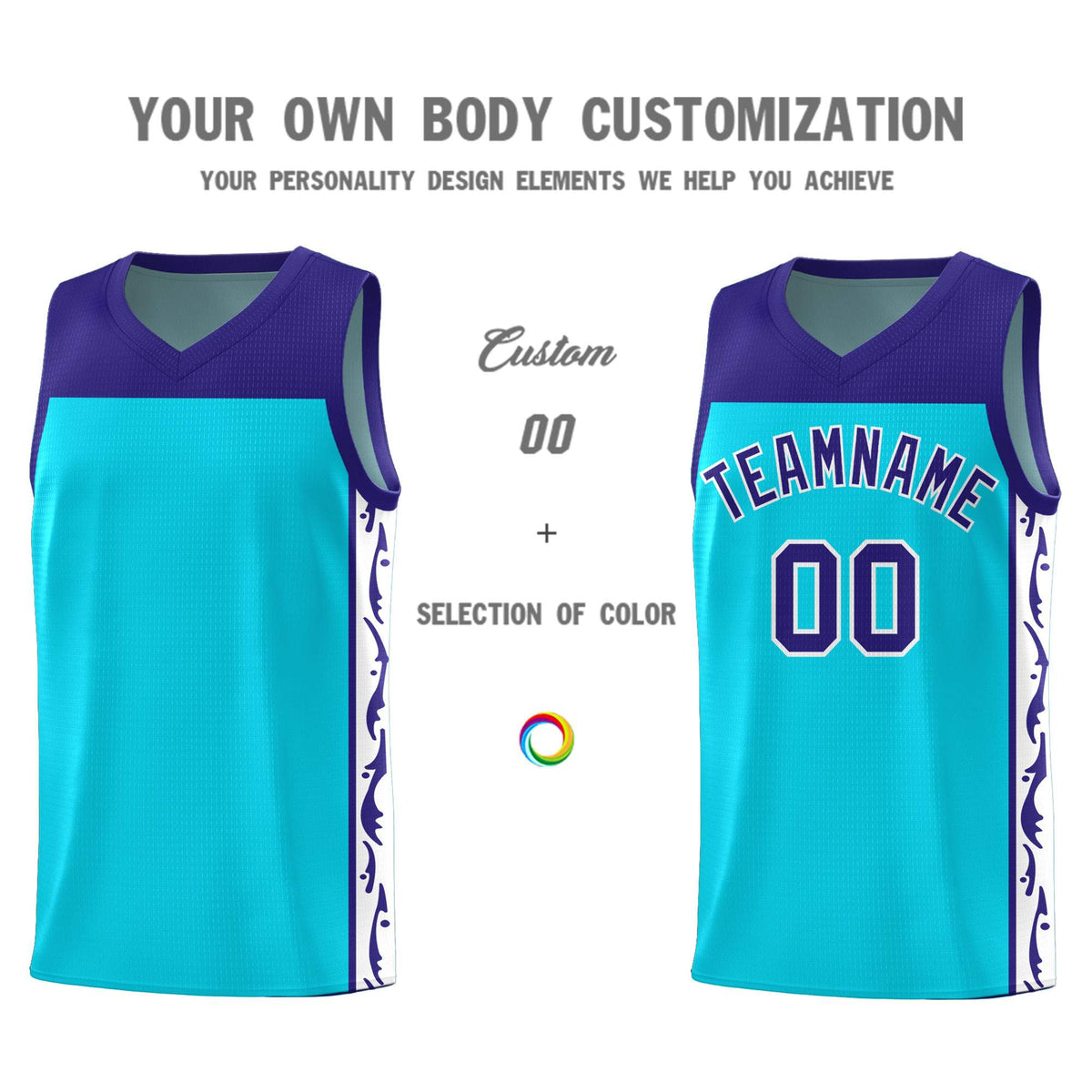 Custom Sky Blue Side Pattern Sports Uniform Basketball Jersey|KXKSHOP