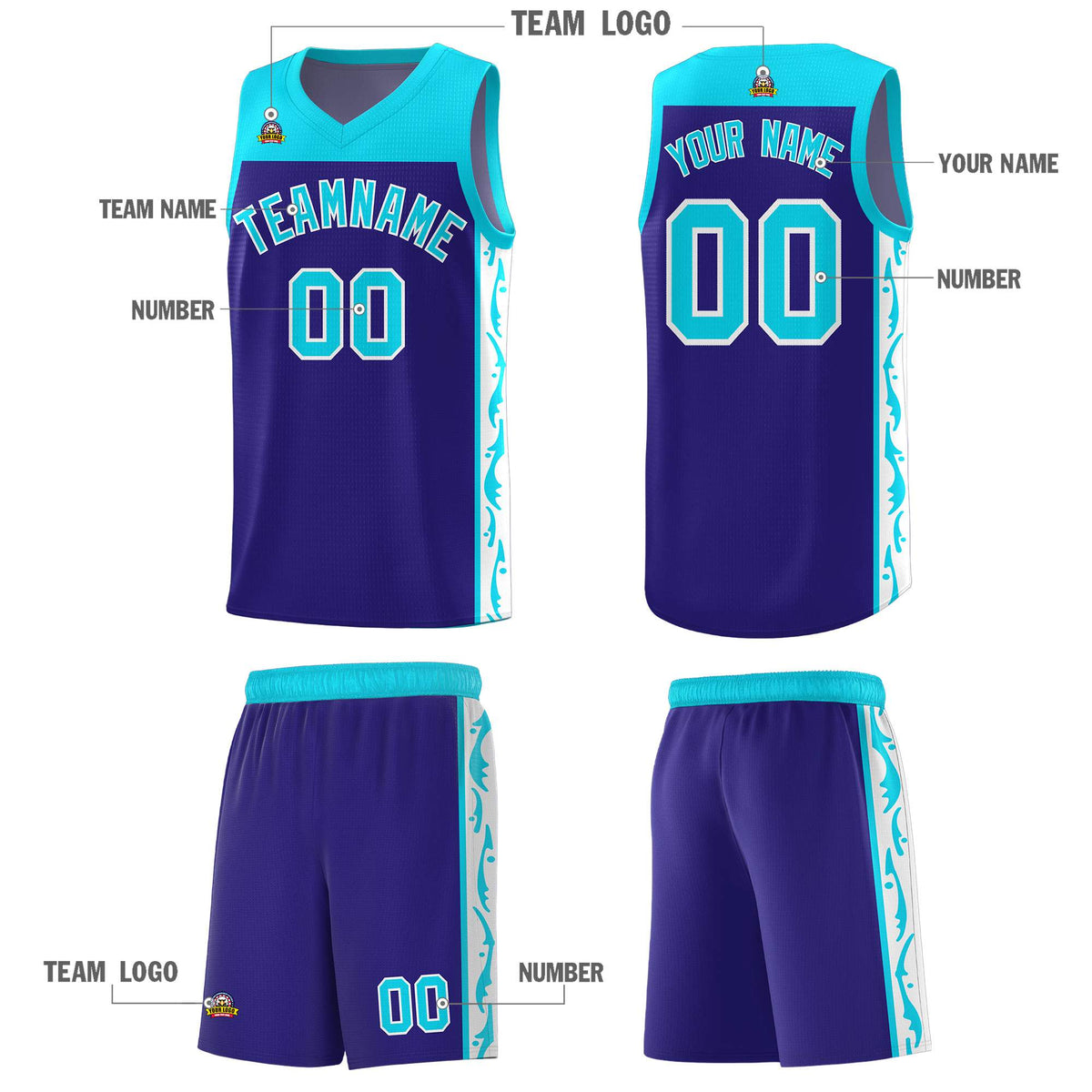 Custom Royal Side Pattern Sports Uniform Basketball Jersey|KXKSHOP