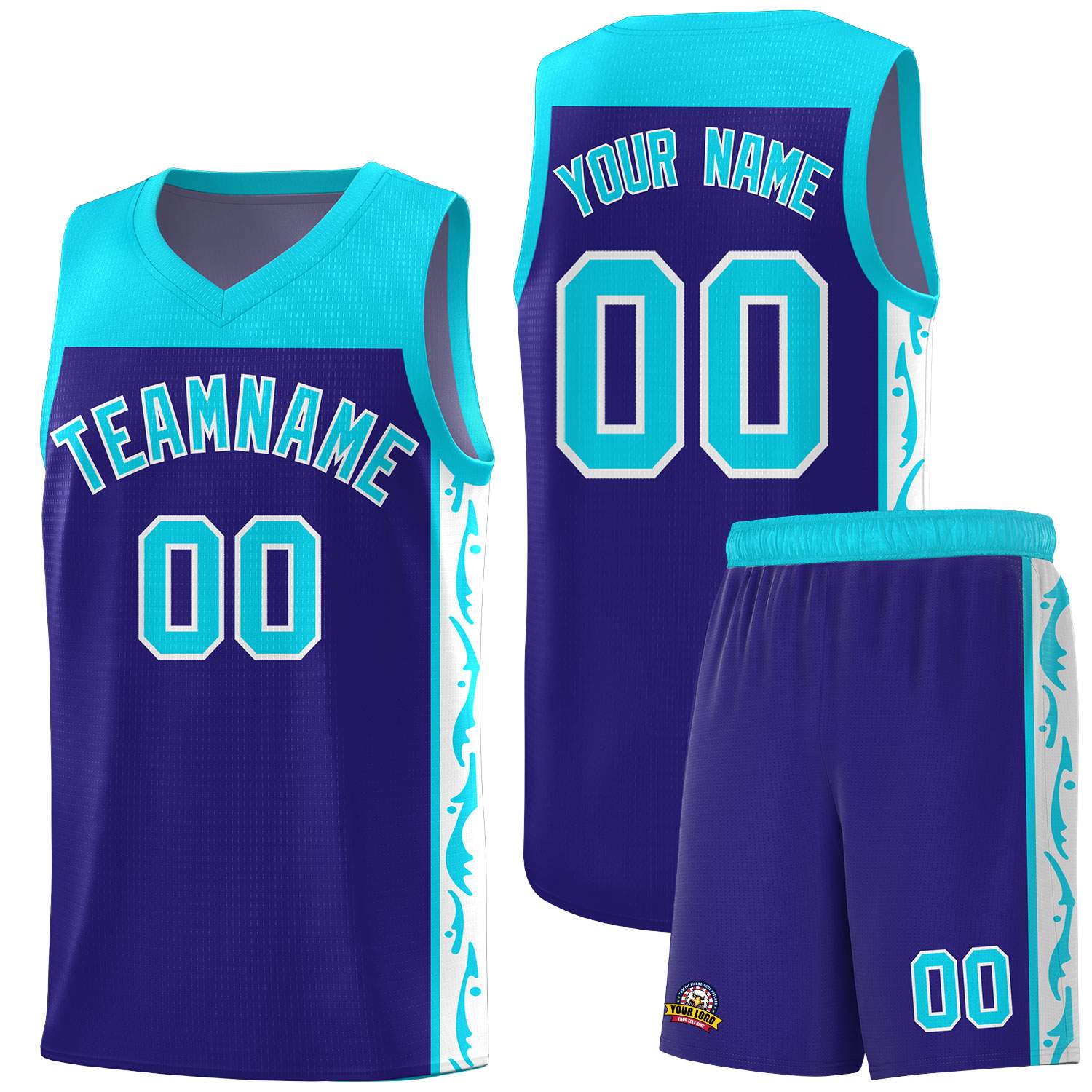 Custom Royal Side Pattern Sports Uniform Basketball Jersey|KXKSHOP