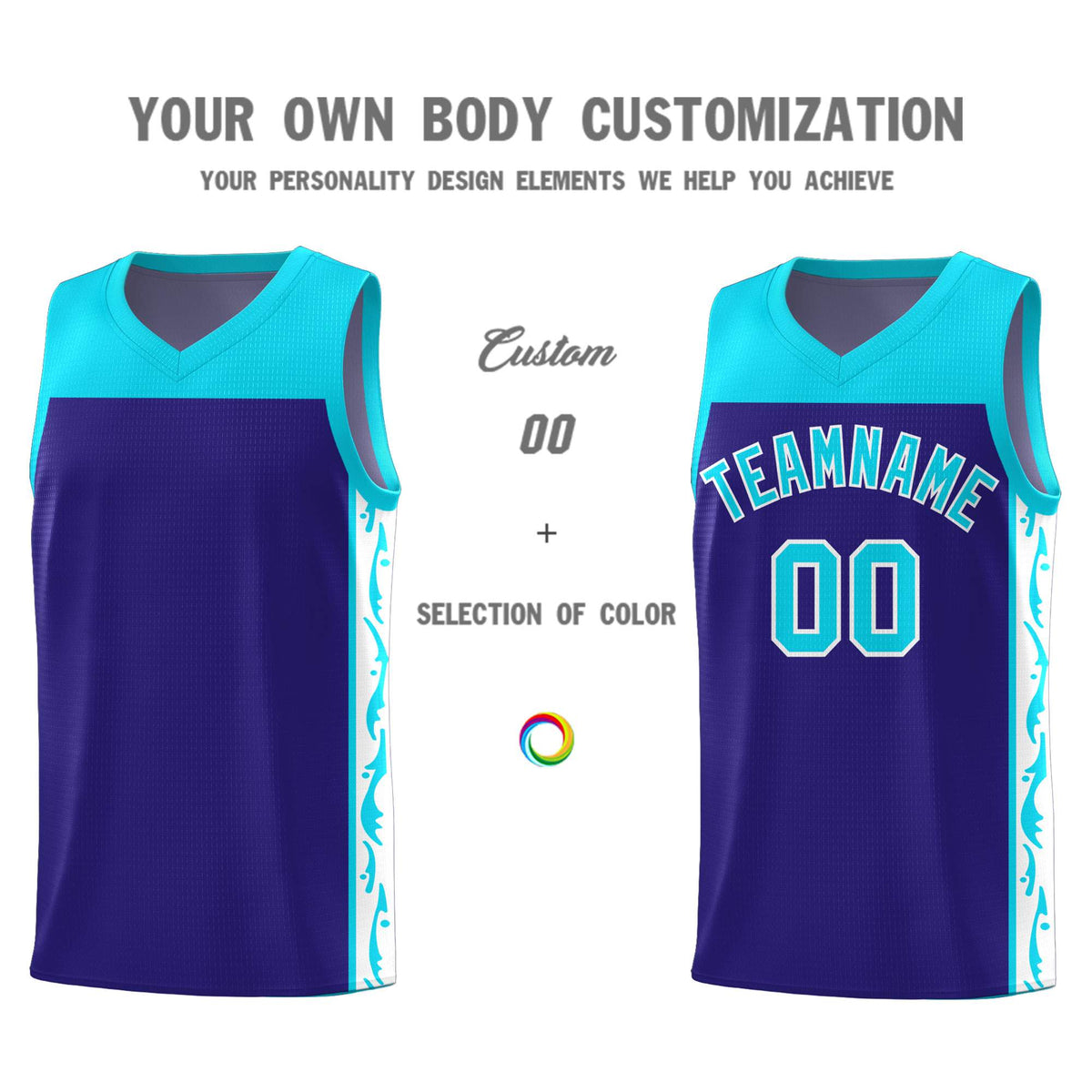 Custom Royal Side Pattern Sports Uniform Basketball Jersey|KXKSHOP