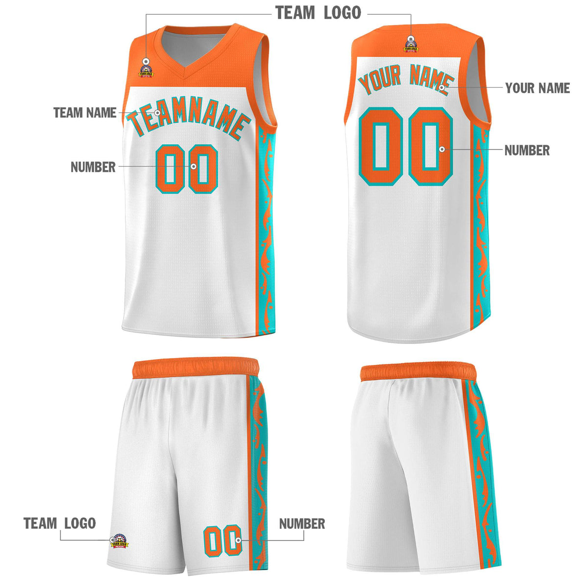 Custom White Side Pattern Sports Uniform Basketball Jersey|KXKSHOP