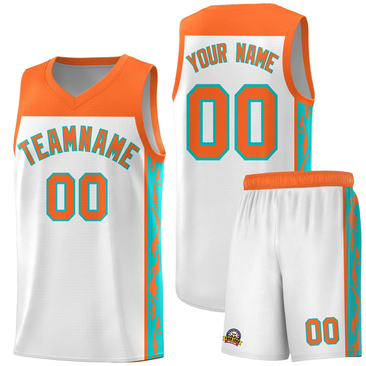 Custom White Side Pattern Sports Uniform Basketball Jersey|KXKSHOP