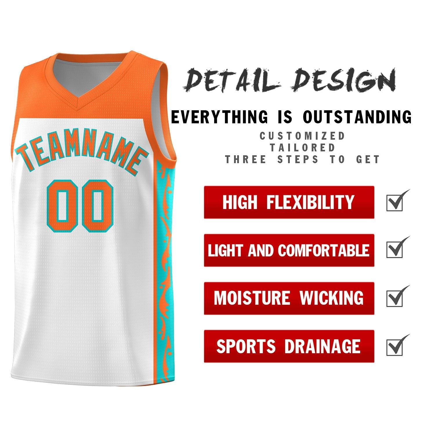 Custom White Side Pattern Sports Uniform Basketball Jersey|KXKSHOP