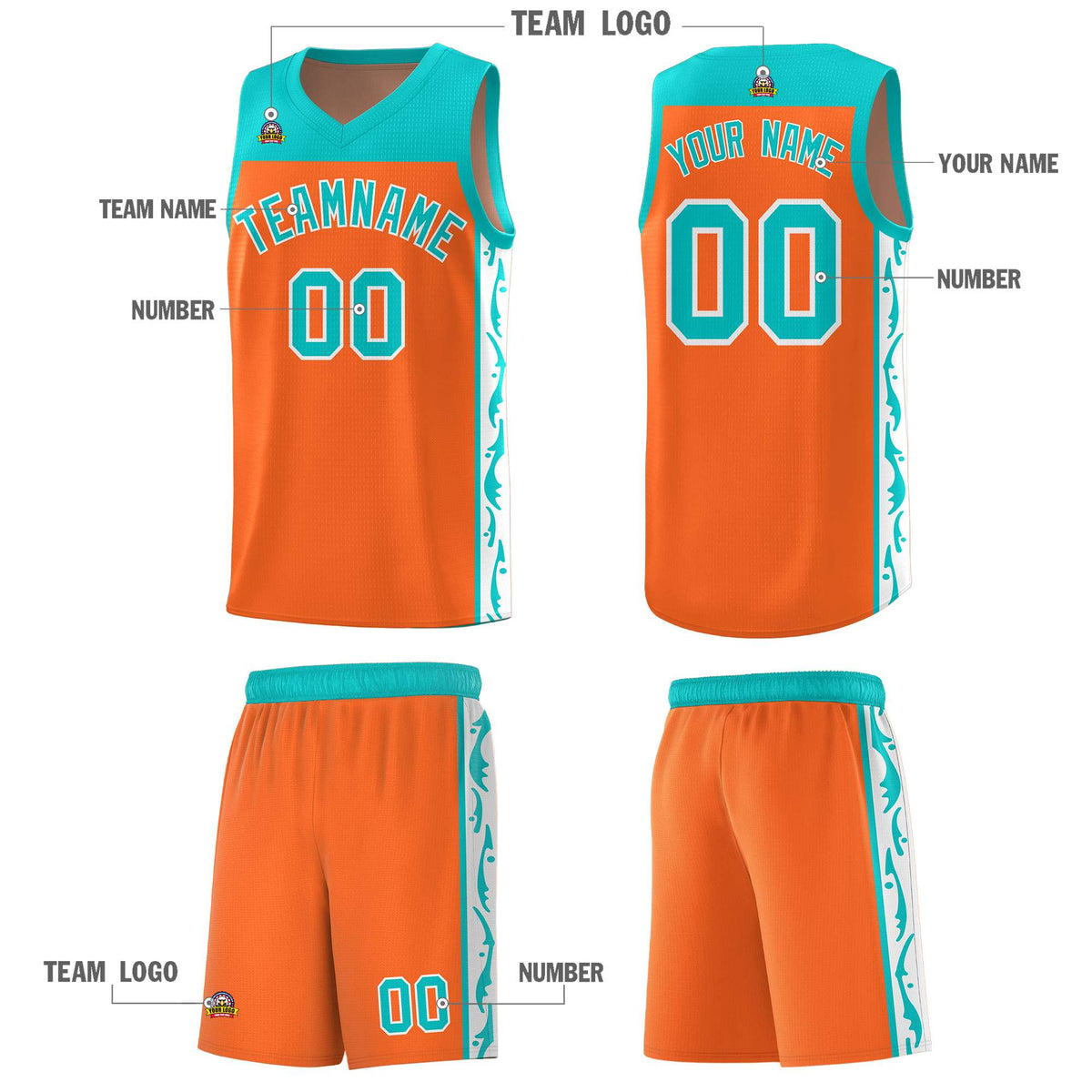 Custom Orange Side Pattern Sports Uniform Basketball Jersey|KXKSHOP