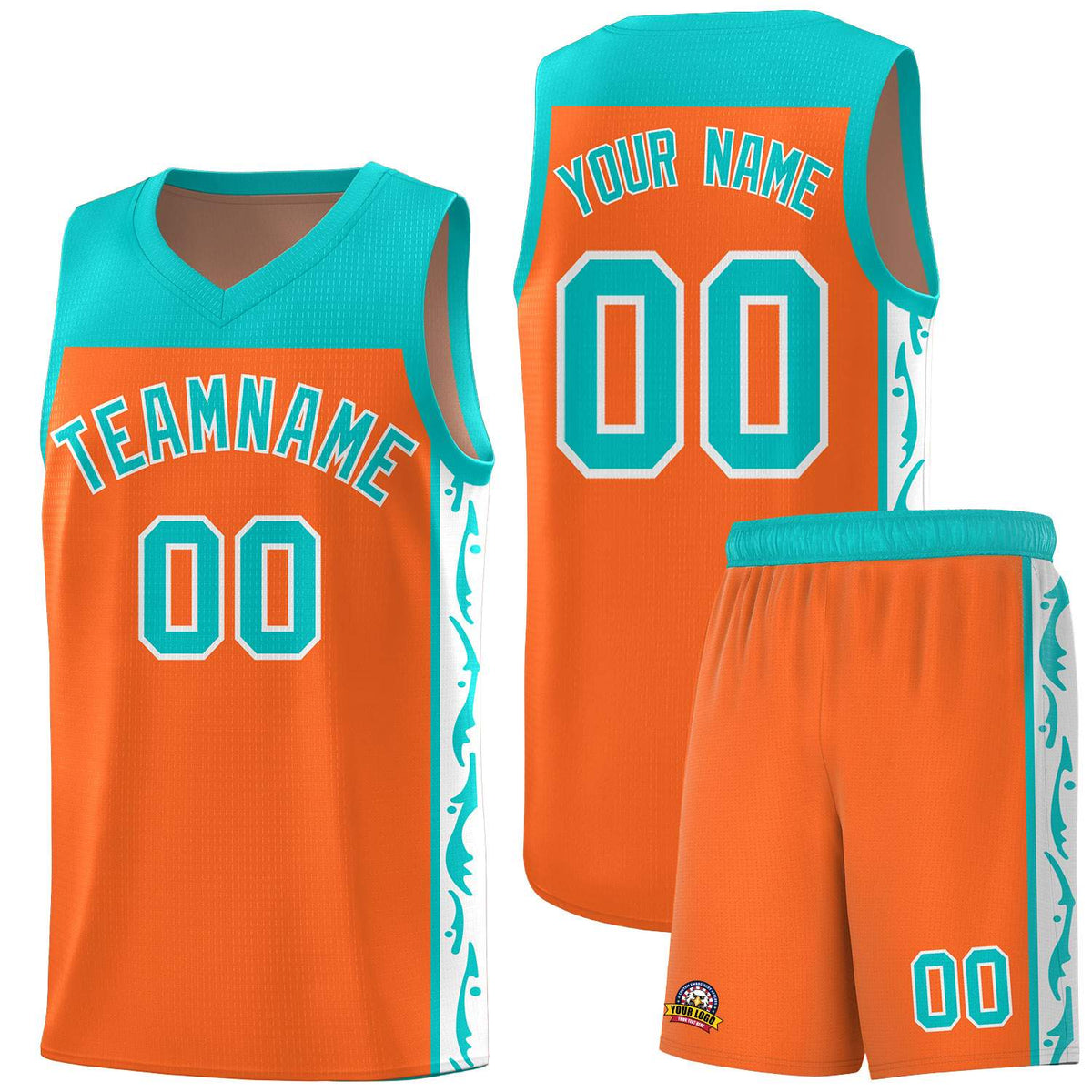 Custom Orange Side Pattern Sports Uniform Basketball Jersey|KXKSHOP