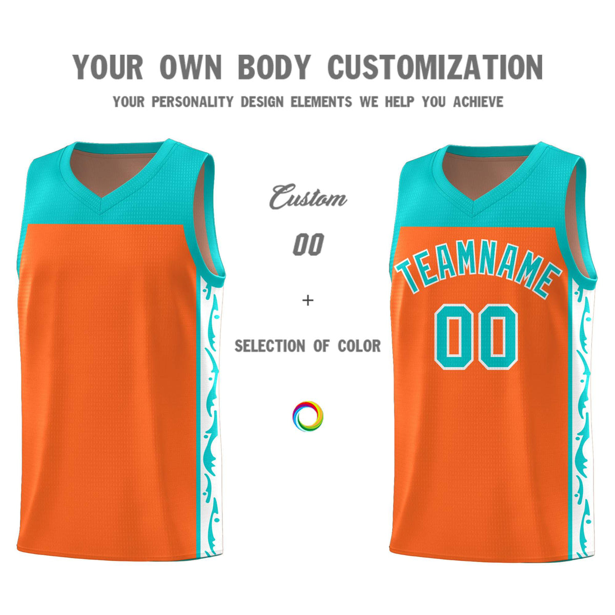 Custom Orange Side Pattern Sports Uniform Basketball Jersey|KXKSHOP