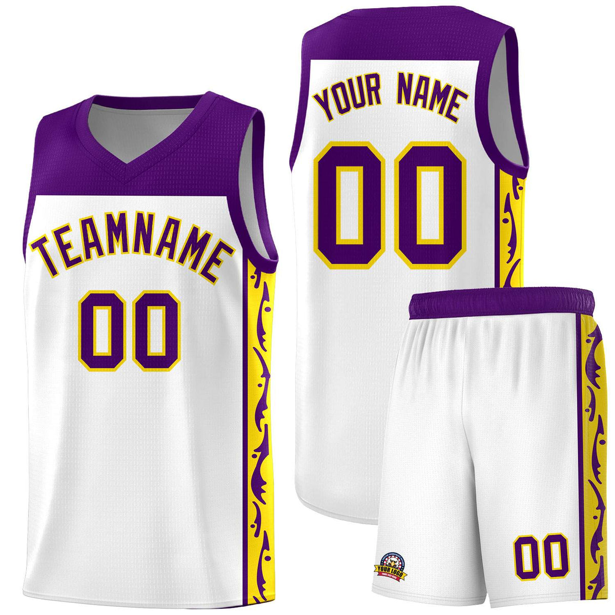 Custom White Side Pattern Sports Uniform Basketball Jersey|KXKSHOP