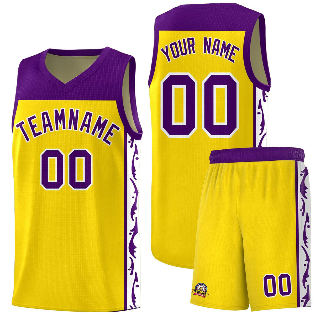 Custom Gold Side Pattern Sports Uniform Basketball Jersey|KXKSHOP