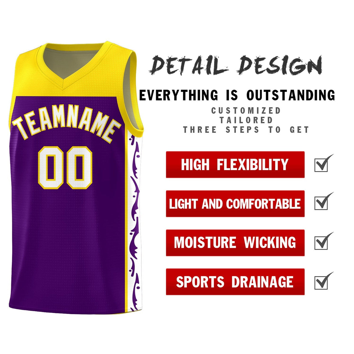 Custom Purple Side Pattern Sports Uniform Basketball Jersey|KXKSHOP