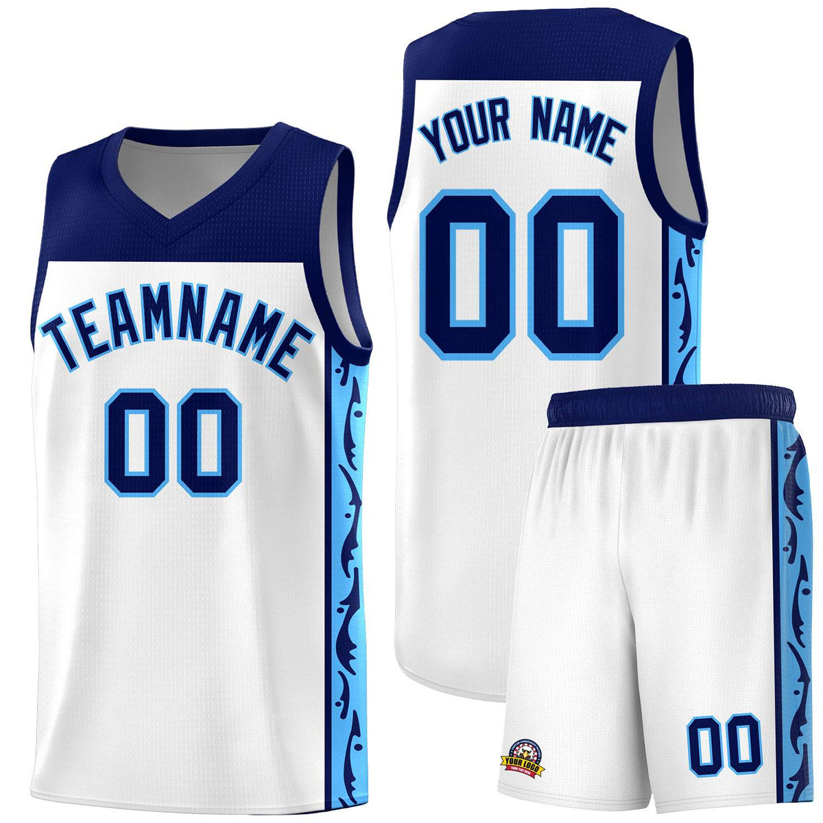 Custom White Side Pattern Sports Uniform Basketball Jersey|KXKSHOP