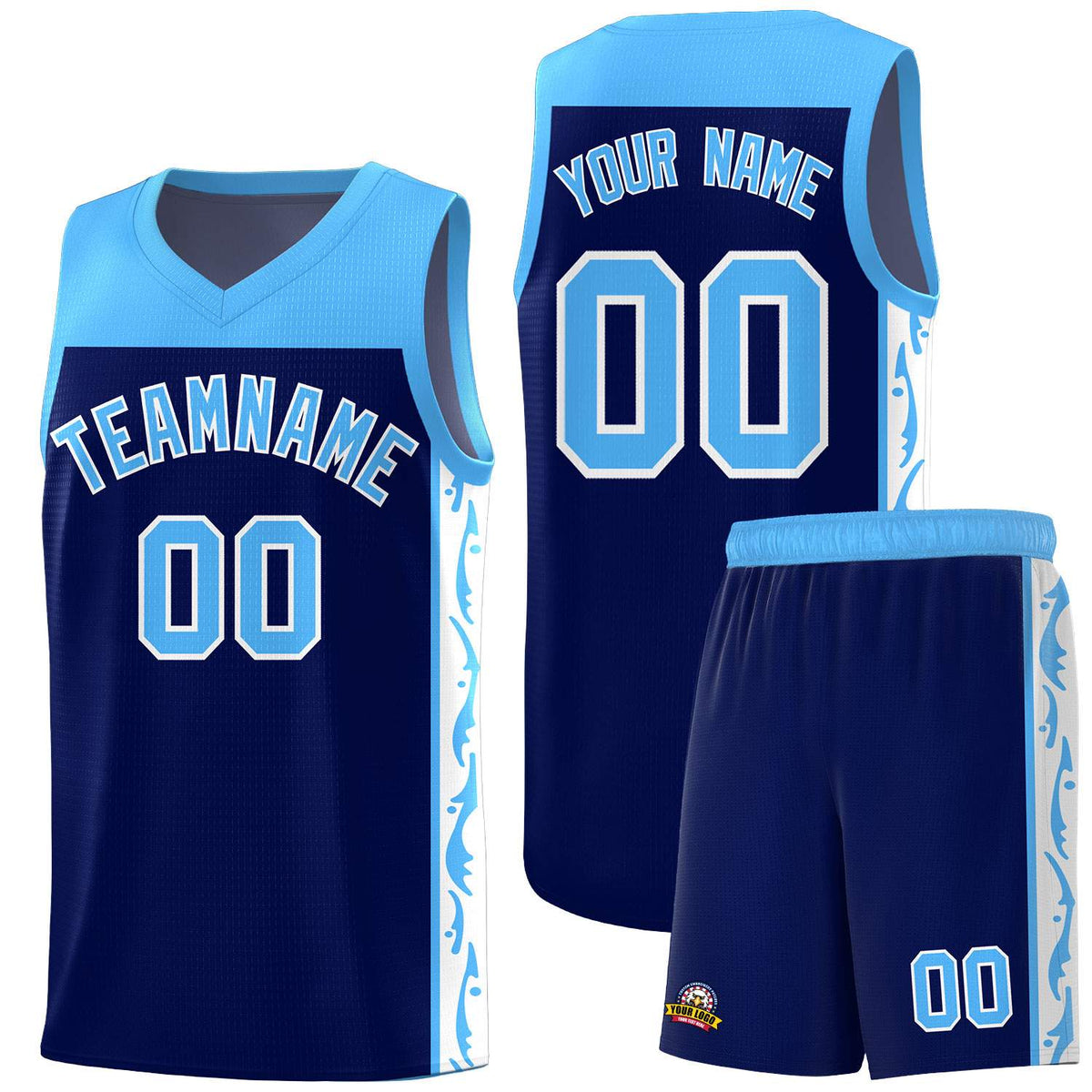 Custom Navy Side Pattern Sports Uniform Basketball Jersey|KXKSHOP