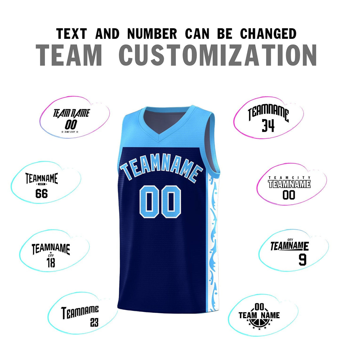 Custom Navy Side Pattern Sports Uniform Basketball Jersey|KXKSHOP