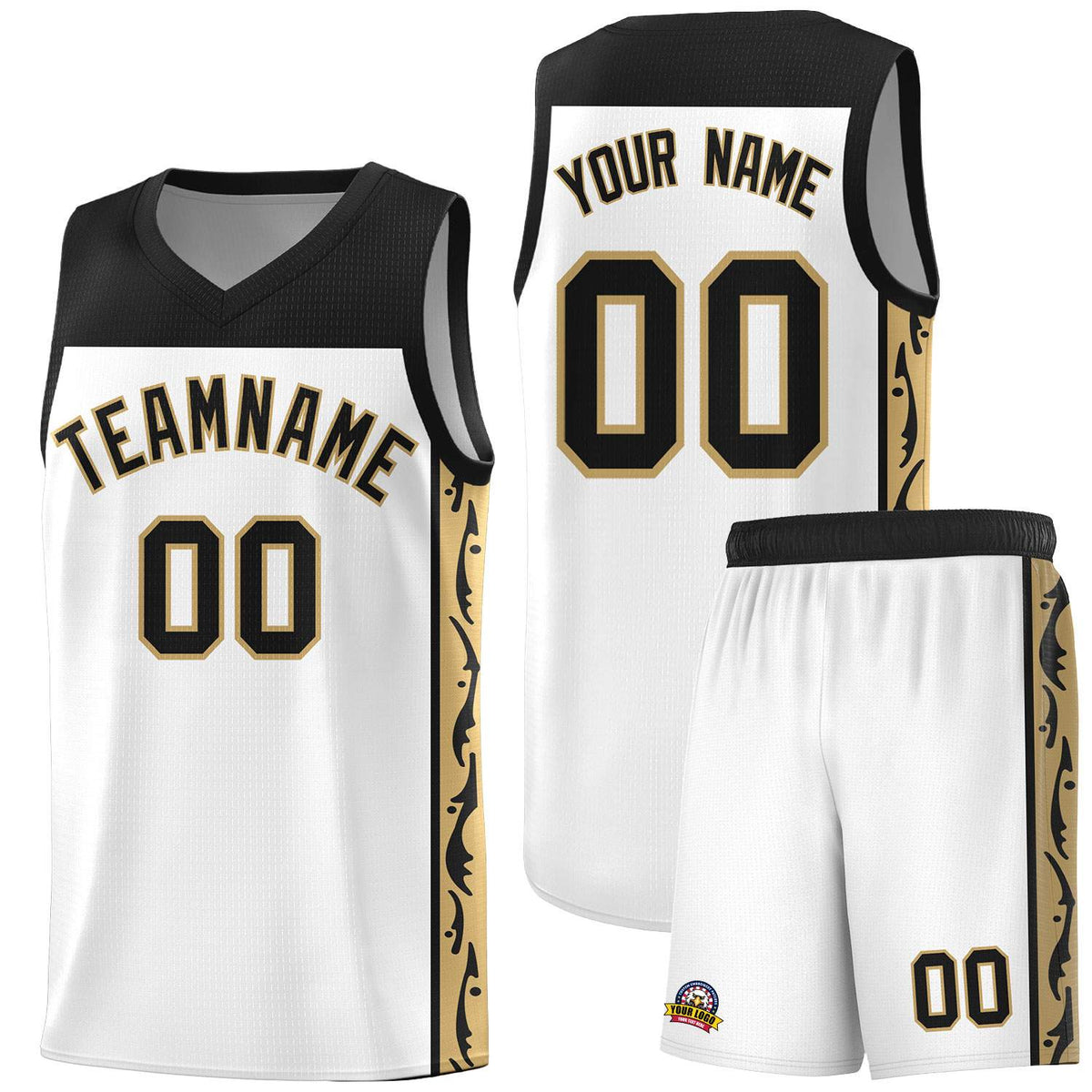 Custom White Side Pattern Sports Uniform Basketball Jersey|KXKSHOP