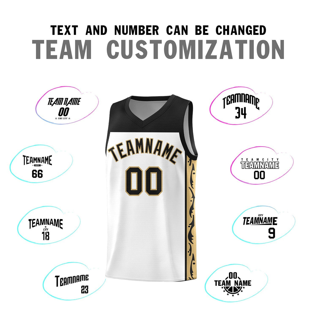 Custom White Side Pattern Sports Uniform Basketball Jersey|KXKSHOP