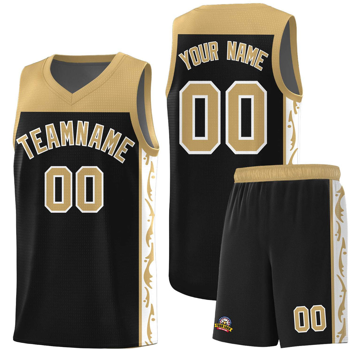 Custom Black Side Pattern Sports Uniform Basketball Jersey|KXKSHOP