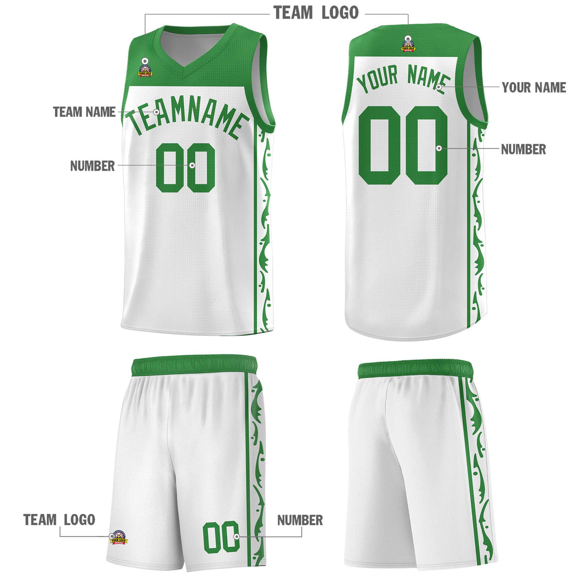 Custom White Side Pattern Sports Uniform Basketball Jersey|KXKSHOP