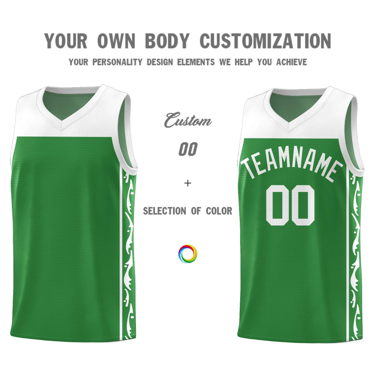 Custom Kelly Green Side Pattern Sports Uniform Basketball Jersey|KXKSHOP
