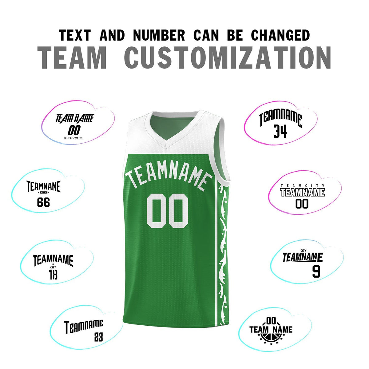 Custom Kelly Green Side Pattern Sports Uniform Basketball Jersey|KXKSHOP