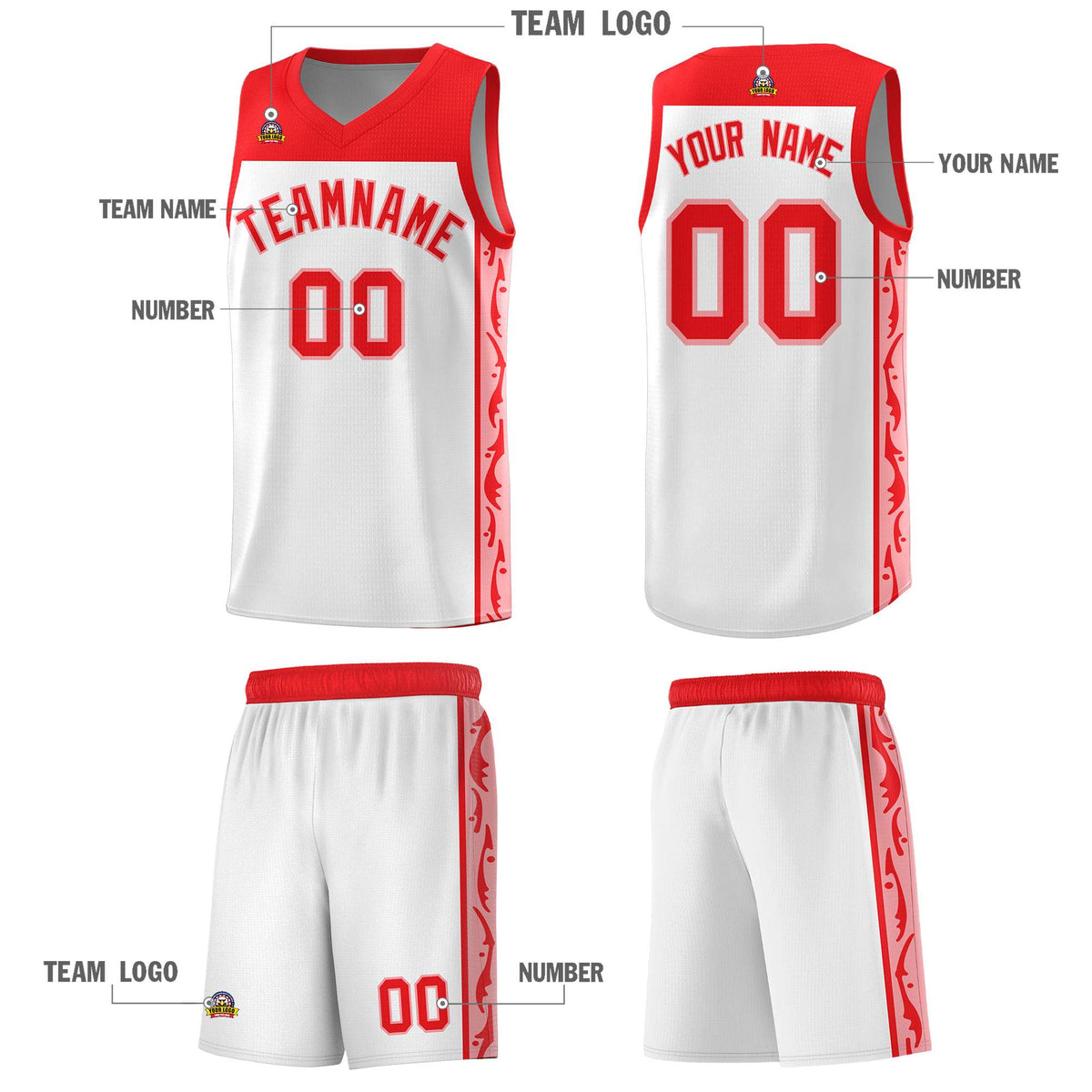 Custom White Side Pattern Sports Uniform Basketball Jersey|KXKSHOP