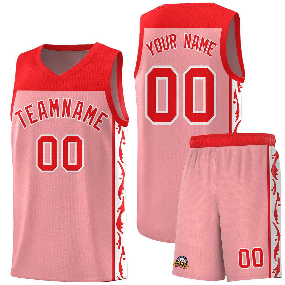Custom Pink Side Pattern Sports Uniform Basketball Jersey|KXKSHOP