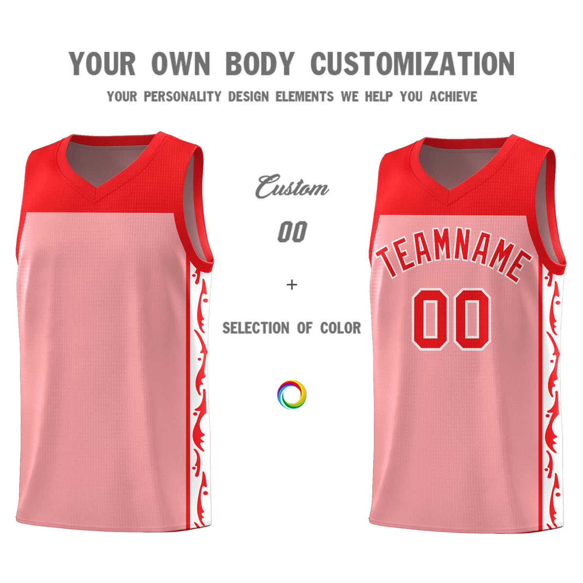 Custom Pink Side Pattern Sports Uniform Basketball Jersey|KXKSHOP