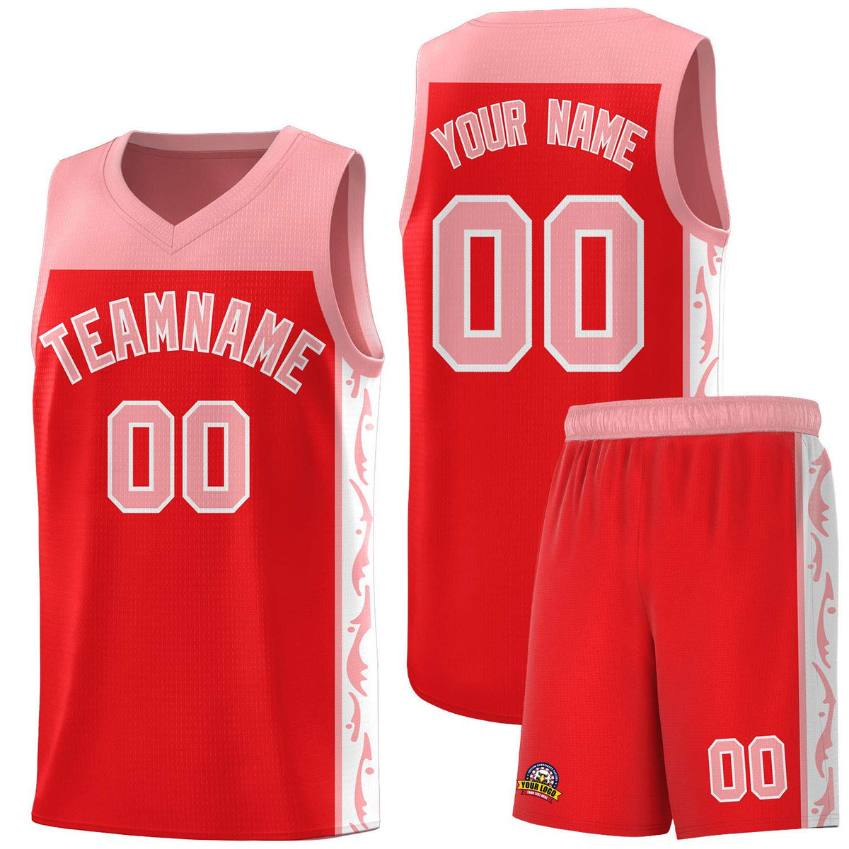 Custom Red Side Pattern Sports Uniform Basketball Jersey|KXKSHOP