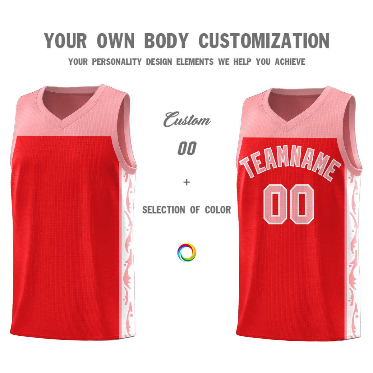 Custom Red Side Pattern Sports Uniform Basketball Jersey|KXKSHOP