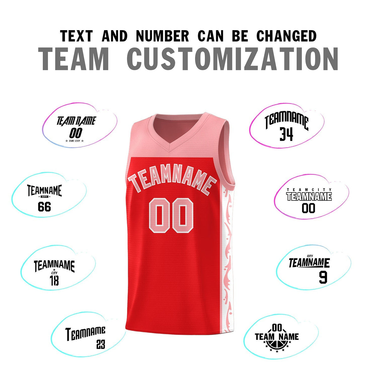 Custom Red Side Pattern Sports Uniform Basketball Jersey|KXKSHOP