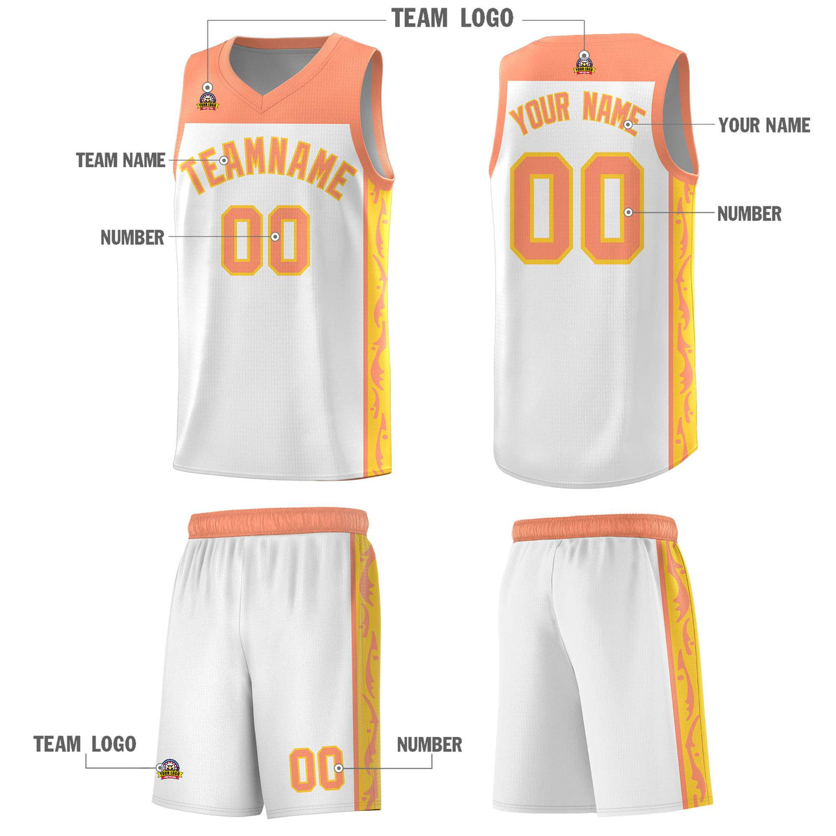 Custom White Side Pattern Sports Uniform Basketball Jersey|KXKSHOP