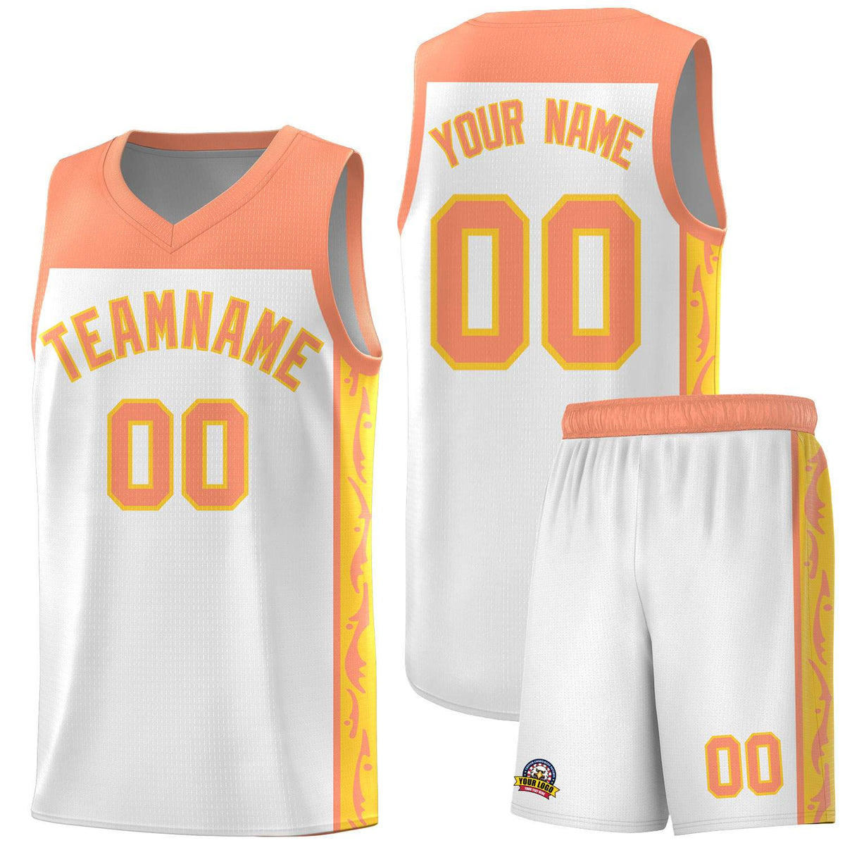 Custom White Side Pattern Sports Uniform Basketball Jersey|KXKSHOP