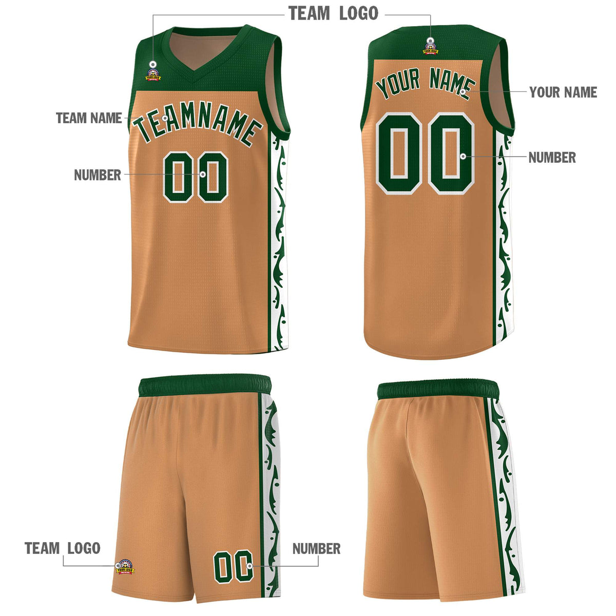 Custom Light Brown Side Pattern Sports Uniform Basketball Jersey|KXKSHOP