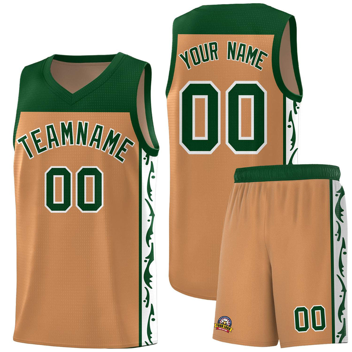 Custom Light Brown Side Pattern Sports Uniform Basketball Jersey|KXKSHOP