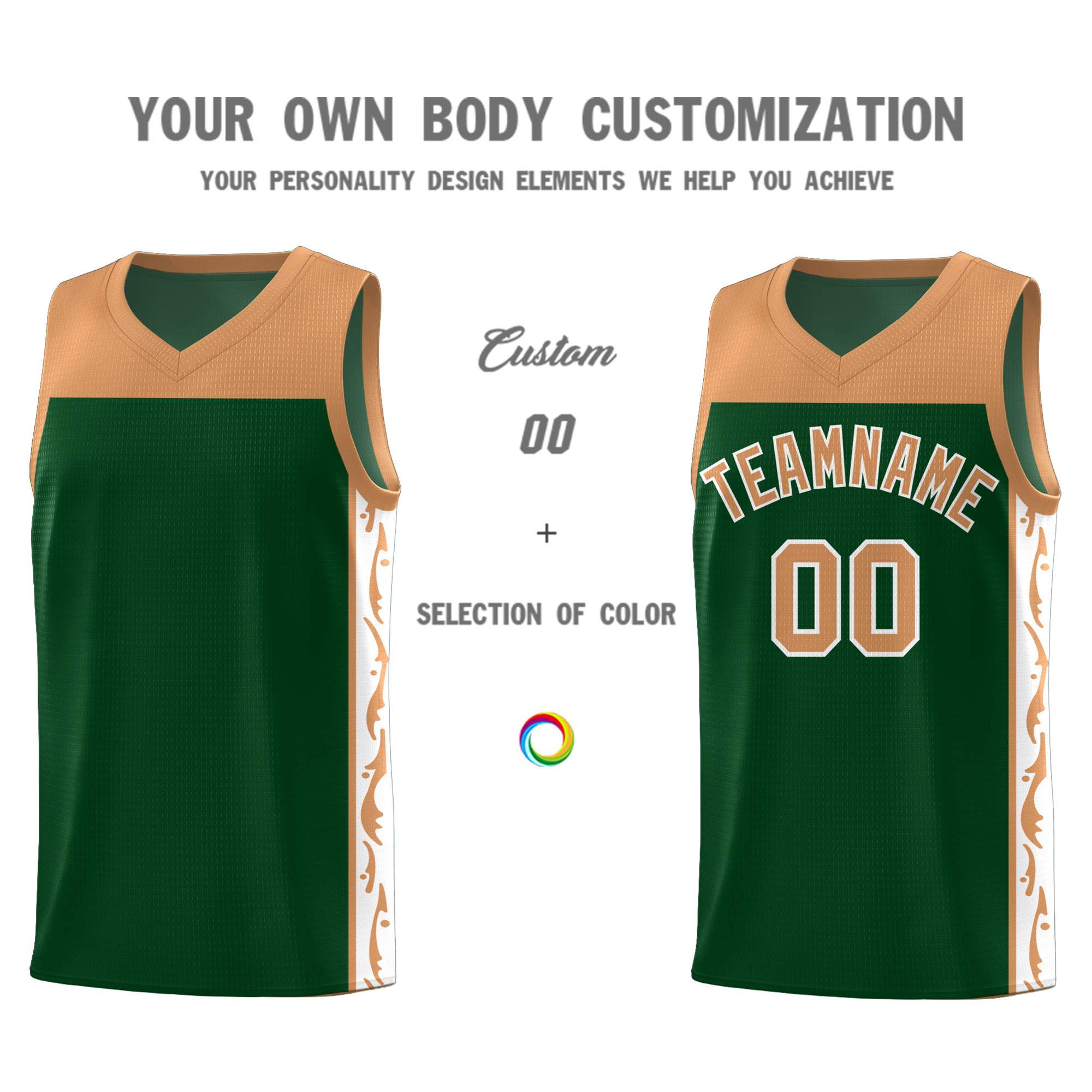 Custom Green Side Pattern Sports Uniform Basketball Jersey|KXKSHOP