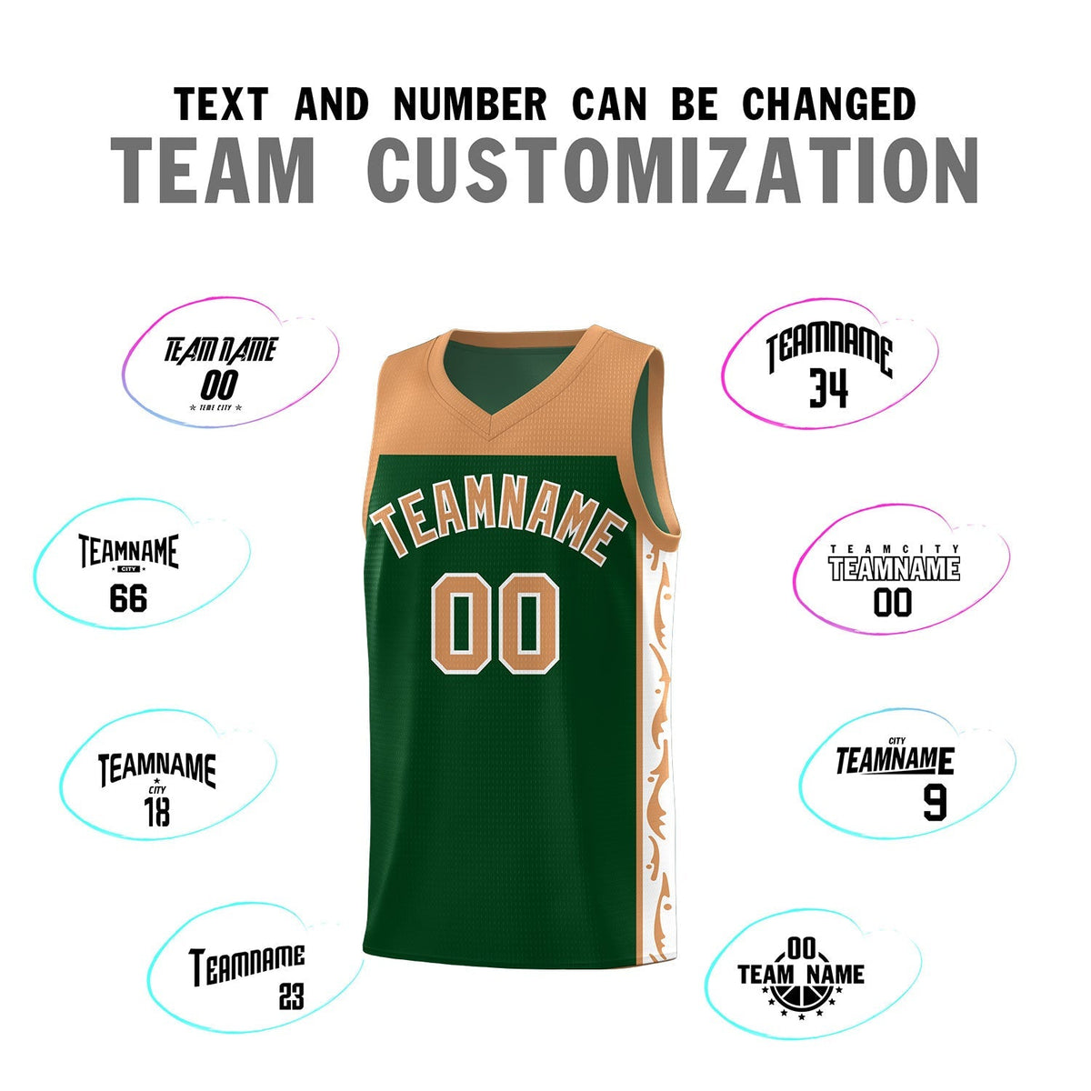 Custom Green Side Pattern Sports Uniform Basketball Jersey|KXKSHOP