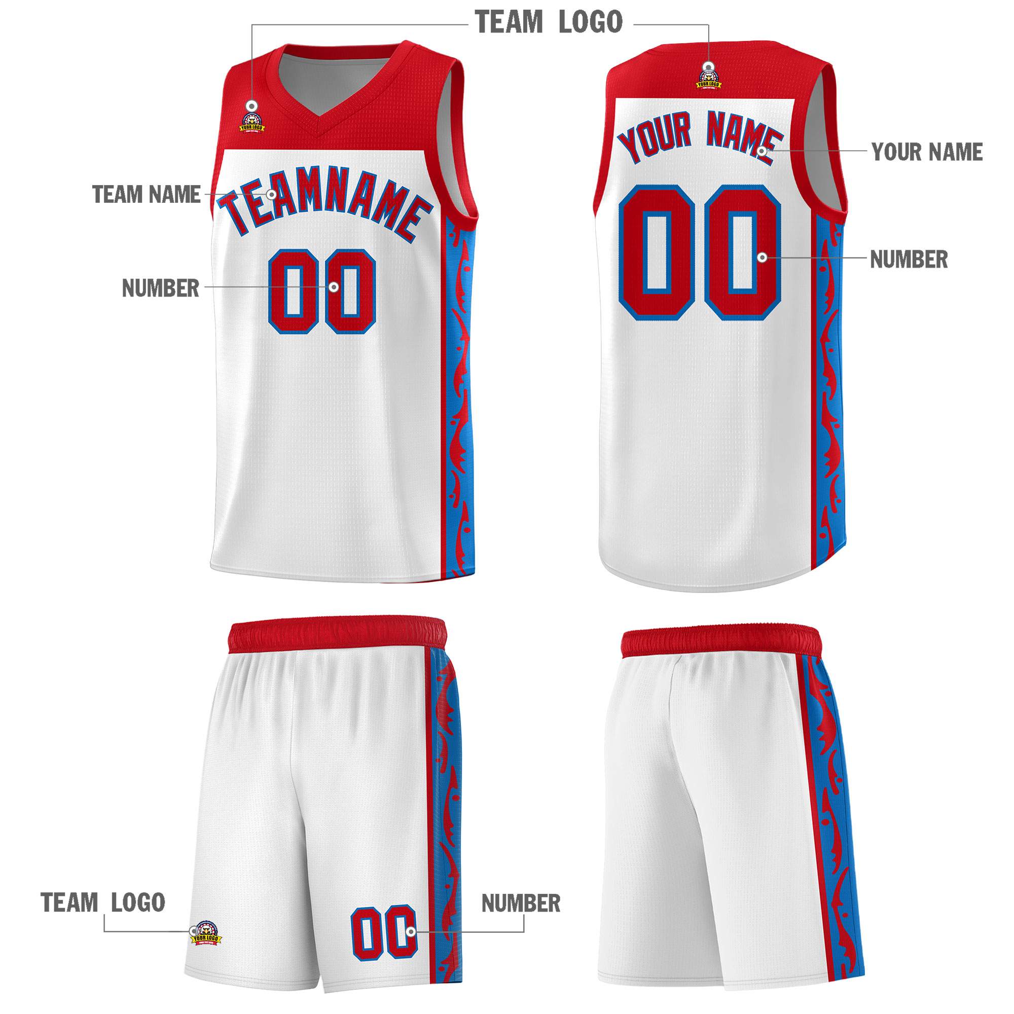 Custom White Side Pattern Sports Uniform Basketball Jersey|KXKSHOP