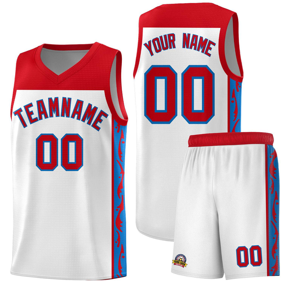 Custom White Side Pattern Sports Uniform Basketball Jersey|KXKSHOP