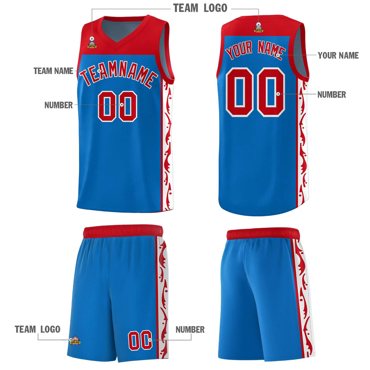 Custom Royal Side Pattern Sports Uniform Basketball Jersey|KXKSHOP