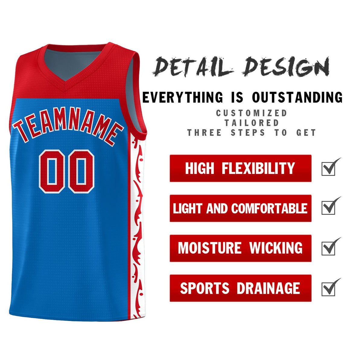 Custom Royal Side Pattern Sports Uniform Basketball Jersey|KXKSHOP
