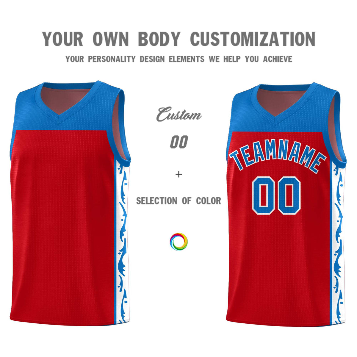Custom Red Side Pattern Sports Uniform Basketball Jersey|KXKSHOP